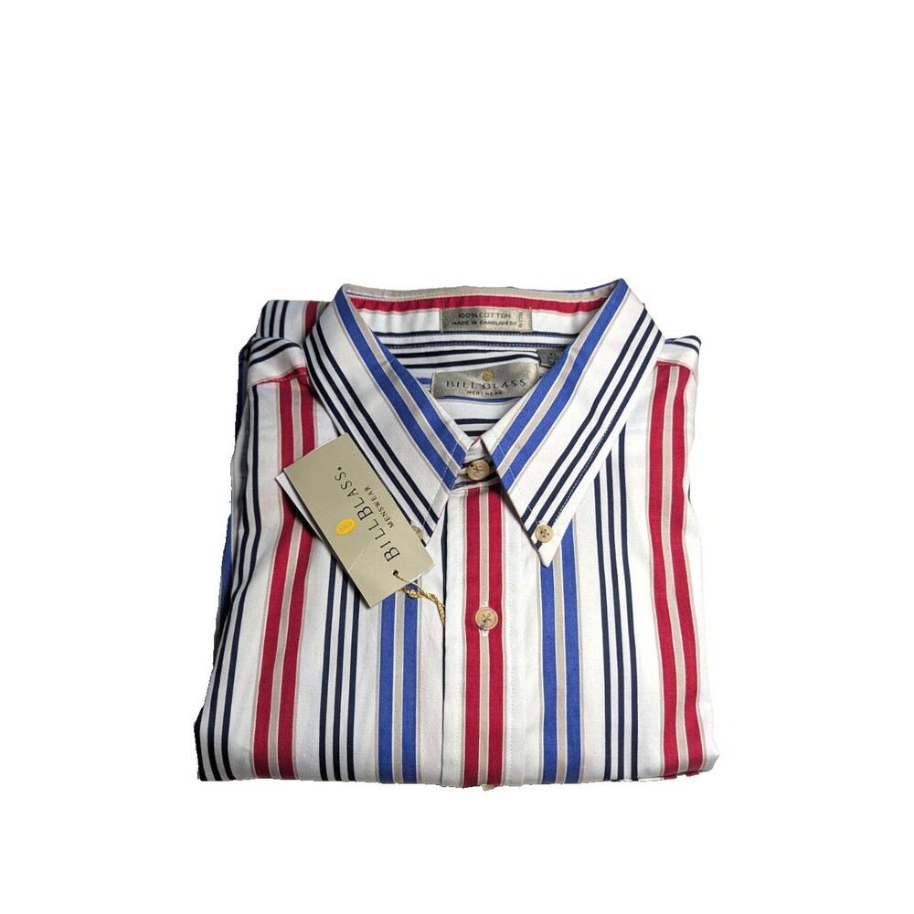 Vtg. 90s Bill Blass Striped Short Sleeve Shirt Mens XL Multicolor NWT